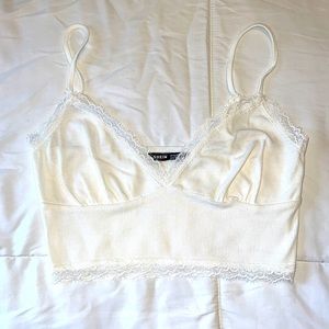 SHEIN White Lace Crop Top